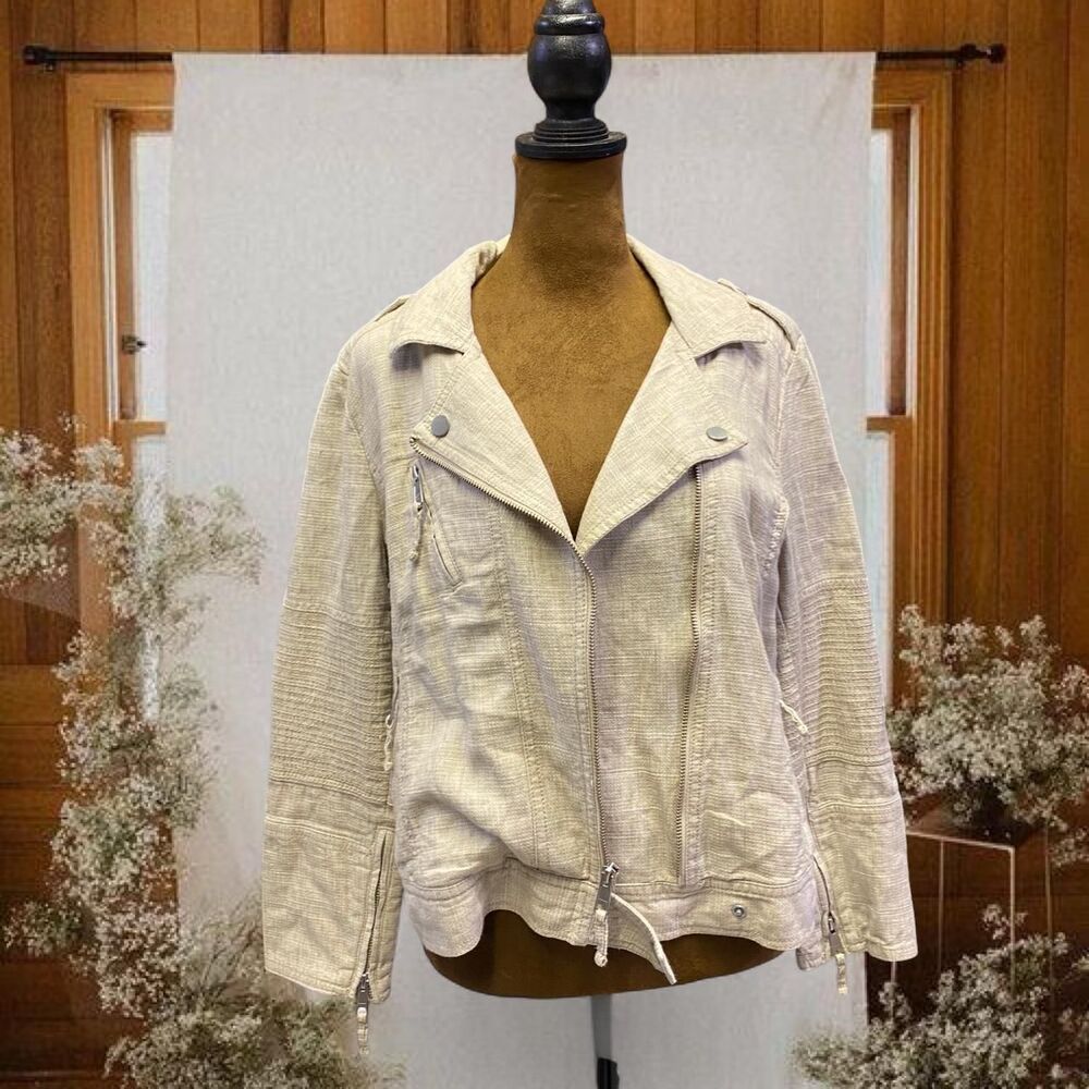 Quiet Luxury European Cotton Linen Office Job Career Moto Style Jacket Blazer